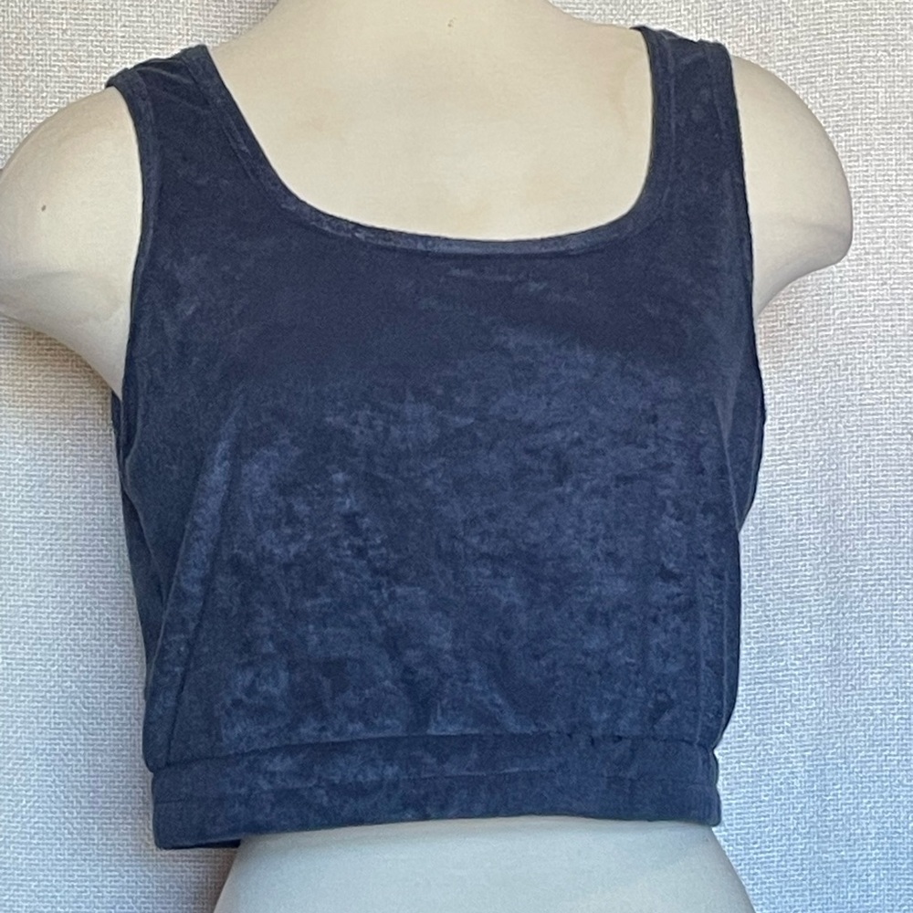 Sadie & Sage Navy Blue Velvet Crop Tank